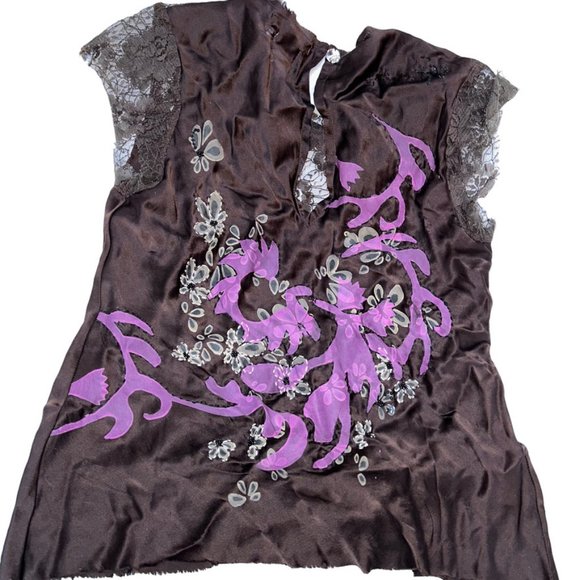 We are Replay Uniform for Angels Y2K Brown Purple silk lace vine applique to… - Picture 3 of 3